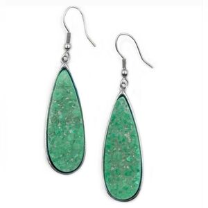 Kinsley Armelle Druzy Jade Quartz Drop Earrings Silver Ion Hardware